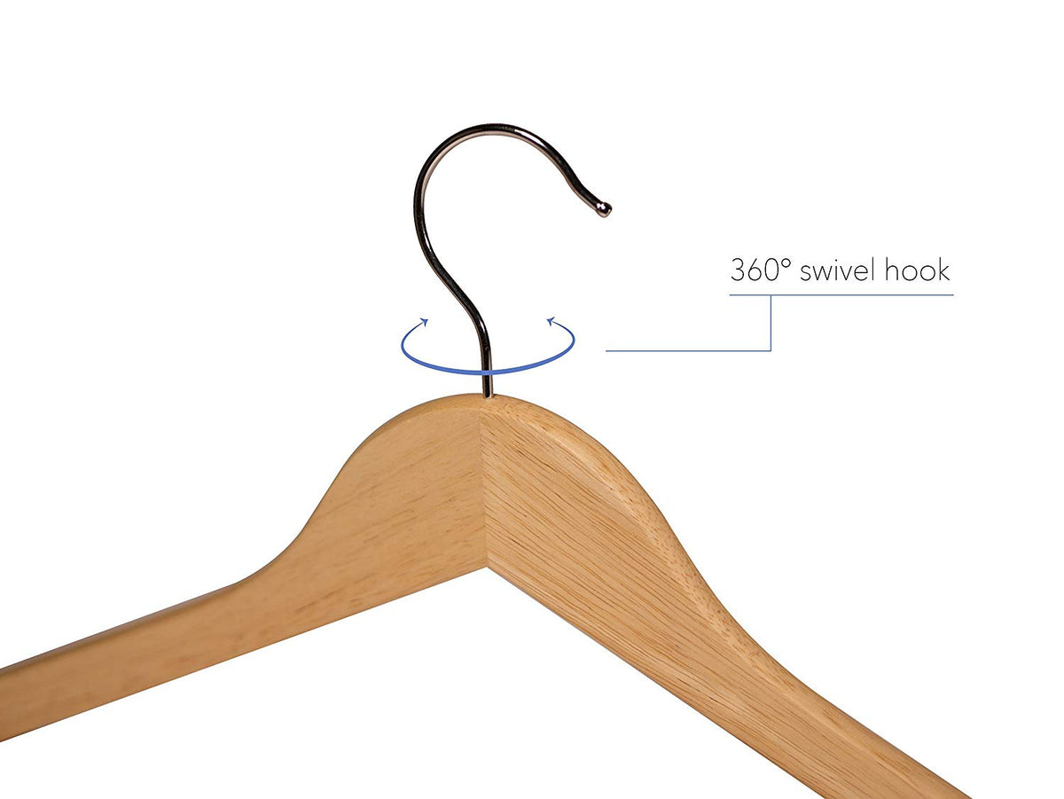Curved Wooden Top Hanger with Walnut Finish, 1/2 Inch Thick Hangers with  Brass Swivel Hook & Notches For Hanging Straps - On Sale - Bed Bath &  Beyond - 17806554
