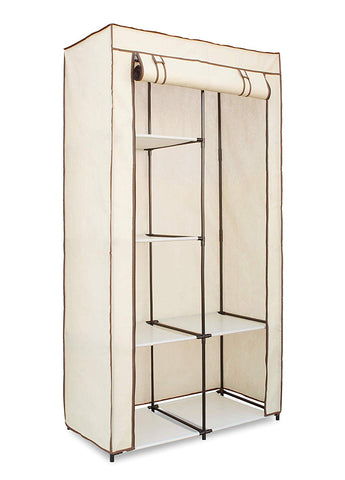 Freestanding Covered Closet - 6 Shelves with Hanging Rack