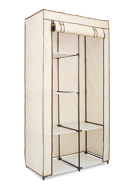 Freestanding Covered Closet - 6 Shelves with Hanging Rack