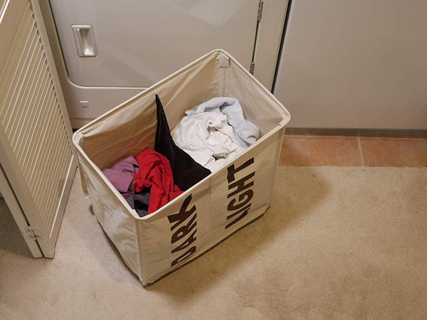 2-Section Rolling Laundry Hamper with Lid